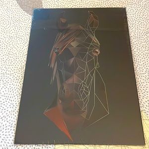 Metal Displate Graphic Horse Black
